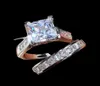 Zestaw obrączki dla kobiet olśniewający kwadratowy cyrkonia luksusowy pierścień1512314