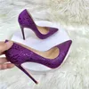 Dress Shoes Luxury Purple Woman High Heeled Shallow Mouth Pointed Toe Slip On Unique Four Season All Game Pattern Snakes