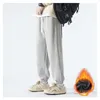 Men's Pants Velvet Thermal Man Winter Thick Sweatpant Drawstring Cotton Jogger Pant Male Black Warm Fleece Liner Casual Trousers M-5XL