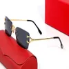 Серые красные солнцезащитные очки Unisex Metal Rame Rime Rimless Silver Gold с оригинальным Box226G