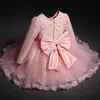 Vestidos de niña Vestido de manga larga para niña Boda Año Nuevo Partido Partido Boquido para niños Vestidos de Navidad Inglaterra 1er Cumpleaños Rosa Princesa Baptismo Gownl231222