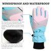 Waterproof Windproof Snow Gloves Outdoor Ski Sports Children Winter Mittens Thick Warm Patchwork Gloves Teenagers For 7-16T 231221