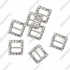 15mm 30pcs Square Rhinestone Buckle Invitation Ribbon Slider For Wedding Supply Silver Color rhinestone bikini connectors268U