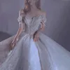 Stunningbride 2024 Boho Wedding Dress Pearl Tassels Crystal Bling Beach Bride Dresses Backless Puff Tulle Wedding Gowns Long Train Gothic Vintage Bridal Gowns