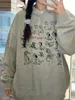 Moletons femininos doces estilo preppy cão impressão feminina vintage superdize sudadera mujer moletom cinza com capuz harajuku y2k casual