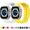 Silikonrem för Apple Watch Ultra/2 49mm Sports Breattable mjuk handledsband för IWATCH 9 8 7 6 5 4 SE 45mm 41mm 44mm 42mm 40mm 50st