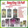 Original Bang King 15000 Puff Disposable Device 10 Flavors 0%2%3%5% Level 20ml Pod Mesh Coil 650mAh Rechargeable Battery Puffs 15k Vape Pen