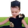 Lovely Black High Low Girls Pageant Gowns With Gold Sequins Tulle Ball Gown Flower Girl Dresses For Wedding Baby Birthday Party Dr8588005