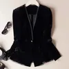 2023 Autunno Big Size Vintage Donna Oro Velluto Blazer Abiti formali Allentato Lady Cappotto nero giacca Basic Top Outwear 2270 231222