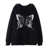 Y2K Pullover Skeleton Zip Up Hoodie Men Femmes Gothic Butterfly Print Sweatshirt surdimensionné HARUKU SKULL VESTRES MINEURS SPOST