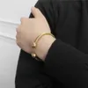 Branser Bangle Gold Stal Stael ze stali nierdzewnej dla kobiet biżuteria okrągła kulka Mankiety Banles Men Bracelets 231221