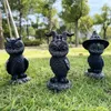 Halloween Dekorativ figur Garden Witch Cat Sculpture Gothic Kitten Statue Black Magic Cat Owl Ornament Wizard Söt miniatyr 231222