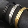 Bangle Gold Plated Brushed Stainless Steel 8MM Width 4 Row Wire Chain Men's Cuff Open Bracelet For Men Birthday Jewelry Gifts