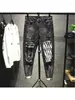 Men's Jeans Black Men Mens Cowboy Pants Holes Broken Ripped Print Torn Grunge Y2k Harajuku Summer Stretch Male Trousers