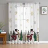 Kurtyna Bożego Narodzenia Snowman Tree Tree Gorose Zasłony do salonu okno Tiul Tiul Kitchen Sypials Drapes Decor Home Decor 2pc