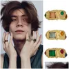 Bandringen Niche Mondo Retro Edelsteen Ingelegde Ring Licht Luxe High Court Stijl Gouden Wijsvinger Ins Mode All-Match Sieraden Cadeau Dhsqz