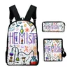 Backpack Hip Hop Youthful Science Physical Chemistry Formula 3D Print 3pcs/Set Bags Laptop Daypack Shoulder Bag Pencil Case
