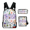 Backpack Hip Hop Science Juventude Fórmula Física de Química 3D Impressão 3pcs/Set Bags Laptop Daypack Saco de Lápis de Bolsa de ombro