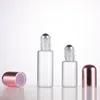 1-5ml Botellas de bolas de óleo esenciales Perfumes transparentes Líquidos de aceite Roll en botellas con rodillo de metal Lwmtn