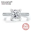 Yhamni Luxury Princess Solid 925 Srebrne pierścionki Srebrne Pierścienie Weddne zaręczyny Acesories Cubic Cyrronia Diamentowy pierścionek biżuterii dla kobiet2717