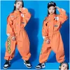 Porte des enfants Cool à manches courtes Hip Hop Vêtements à sauts orange pour filles pour filles garçons jazz costume de danse salon de bal dance de dhlkb