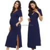 Maternity Dresses Modal Dress Round V Neck Short Sleeve Nursing Solid Color Clothes 230927 Drop Delivery Baby Kids Supplies Clothing Dhskc