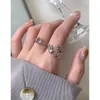 Cluster Rings Small And Luxurious Cold Indifferent Neutral Simple Irregular Solidified Ring 925 Sterling Silver For Women