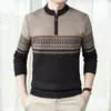 Pulls pour hommes pull en tricot léger Bloc de couleur masculine vintage rayé avec collier d'équipage de décoration de fermeture éclair pour l'hiver