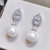 Orecchini a pennaglie 2023 Classic Elegant Imitation Pearl for Women Crystal Exquisite Drop Earring Wedding Jewelry