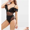 Womens Swimwear Wholesale- 2021 Bandeau One Piece Swimsuit Women Push Up Black Y Bodysuit Monokini High Cut Swim Suit Thong Bathing Dr Dhsje