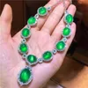 Handmade Jade Diamond Jewelry set 925 Sterling Silver Wedding Ring Earring Necklace Bracelet For Women Bridal Engagement Jewelry 231221