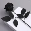 Fleurs décoratives Roses noires de style gothique artificiel Dark Series Decor décoration de mariage de mariage faux intérieur éternel rose 2024 cadeau