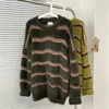 Erkek Sweaters Erkekler 2023 Sonbahar Kış Stripe Sweater Üstler Erkek İmitasyon Mink Vinç Varlık Sokak Giyim Gevşek O-Neck Örgü I580