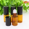 Hot 500Pcs/Lot Refillable Amber 3ml ROLL ON Fragrance PERFUME GLASS BOTTLES For ESSENTIAL OIL with Metal Roller Ball by DHL Free Shippi Jdgi