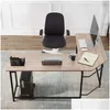 Andere meubels L -vormige computerbureau met CPU Stand PC Laptop Studie Writing Table Werkstation voor Home Office Wood Amp Metal Walnut Dhm3W