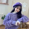 Damskie swetry dziewczęta sweter jesienny wiosna koreańska koreańska słodka, luźna ołowiowa vintage pełna małe świeże kobiety, które są ciepłe