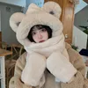 2023冬の肥厚したクマの帽子スカーフアリノン女性韓国語バージョンかわいいファッションサイクリングウォームグローブスリーピースセット231221