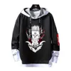 Anime Patchwork Sweatshirts Jujutsu Kaisen Hoodies Casual Loose Sweatshirt Ribbons Letter Print Pullover Gojo Satoru Hoodie