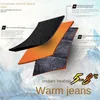 Vinter Men Fleece WARM Jeans Classic Style Business Wothen Window Fit Denim Pants Black Blue Brand Trousers 231221