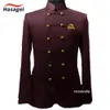 Kostuum Homme Red Suits Men Captain Jacket broek bruidegom bruiloft Slim fit pak feest smoking blazer 2 stuks 231221