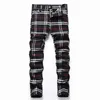 Herren Jeans Aboorun Männer lässige Plaid Striped Jeans Skinny Stretch Bleistift Jeanshose Plus Größe Baumwollhosen für männliche J231222