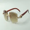 2021 Designer Sonnenbrille 3524023 XL Diamonds Schnittlinien natürliche Original-Holzschlempel Gläser Größe 58-18-135 mm289b