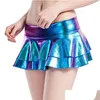 Jupes brillantes femme pu cuir wetlook y Lady Girls pliped jupe fête nocturne stage dance clubwear pvc minikirts métalliques drop délivre dhach