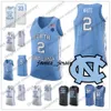 Jam 2020 North Carolina Tar Heels Basketball Blue Black White 2 Coby 13 Cameron Johnson 32 Luke Maye 5 Nassir Little UNC Jerseys 4XL