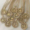 Vintage Gold Twaalf Constellations ketting voor vrouwen meisjes man Zodiac symbool hanger geschenk sleutelbeen ketting kettingen fijne sieraden2533