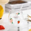 Wine Glasses High Borosilicate Glass Cup With Lid For Household Women Aesthetic Value Strawberry Mug Office Water Milk Breakfast