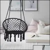 Hamacs chaise swing noire max 330 lbs de corde de coton suspendus chaises de hamac pour intérieur et extérieur14 drop livraison 2021 Home Garden Fur Dhdcp