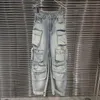 Przemysł ciężki do mycia spodni cargo kobiety Y2K Vintage Streetwear High-Rise Lose Oversize, proste nogi dżinsy 231221