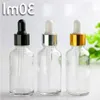 Groothandel 30ml glazen flessen met etherische olie 440 stuks 1OZ heldere glazen druppelflesjes voor ejuice eliquid met dop en glazen druppelaar gratis sh rikw