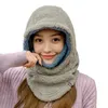 Autumn Winter Women Warm Cap Outdoor Hooded Collar Head Cover Thick Plush Velvet Mask Scarf Hat 231221